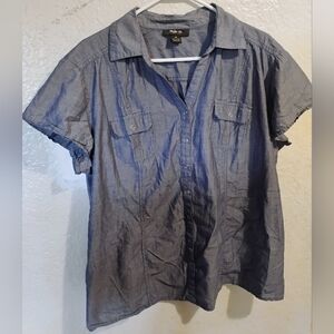 Style & Co. Denim Blue Button-Up Blouse